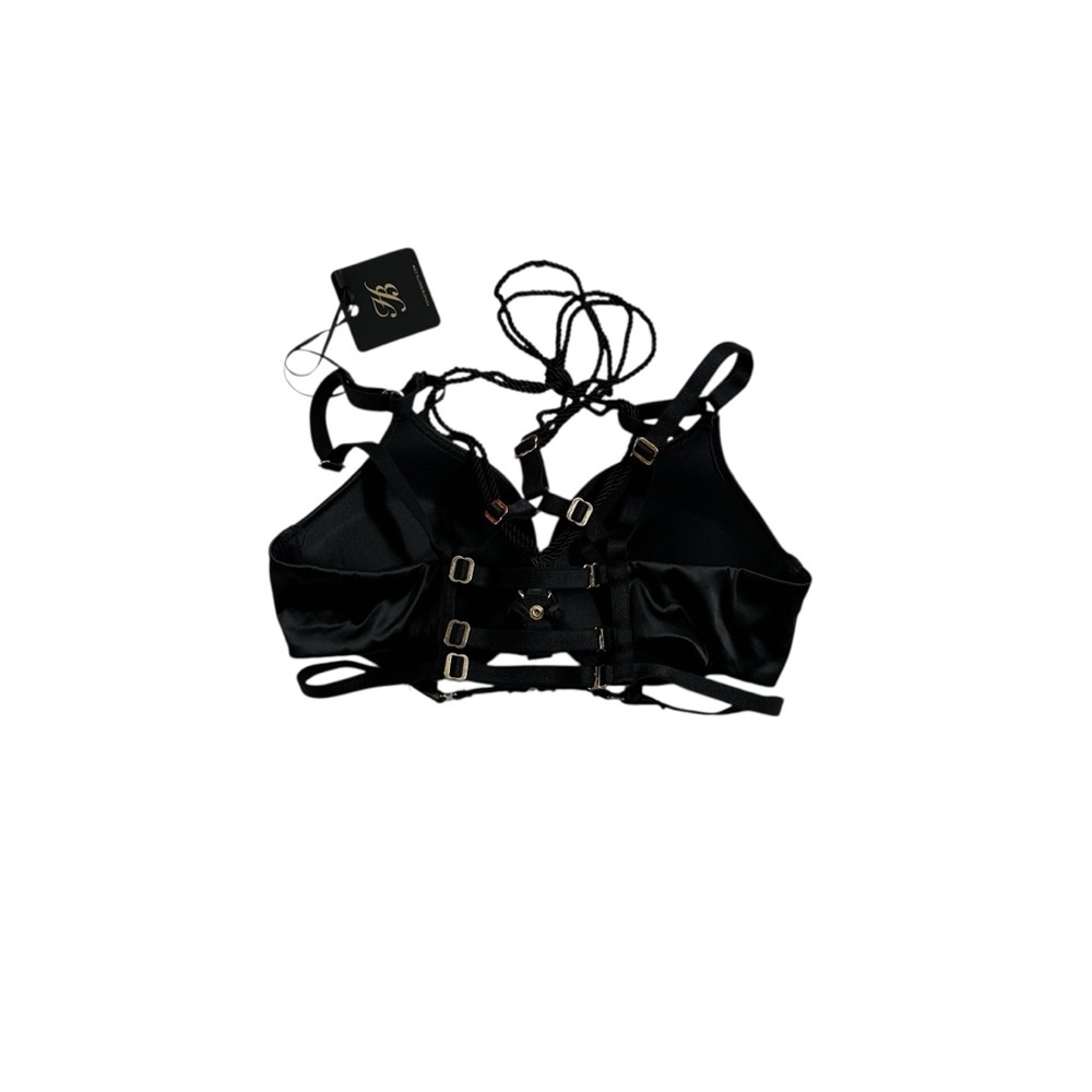 Honey Birdette Size 34D SHIBARI Push Up Plunge Bra Black Rope Bondage - Picture 3 of 4